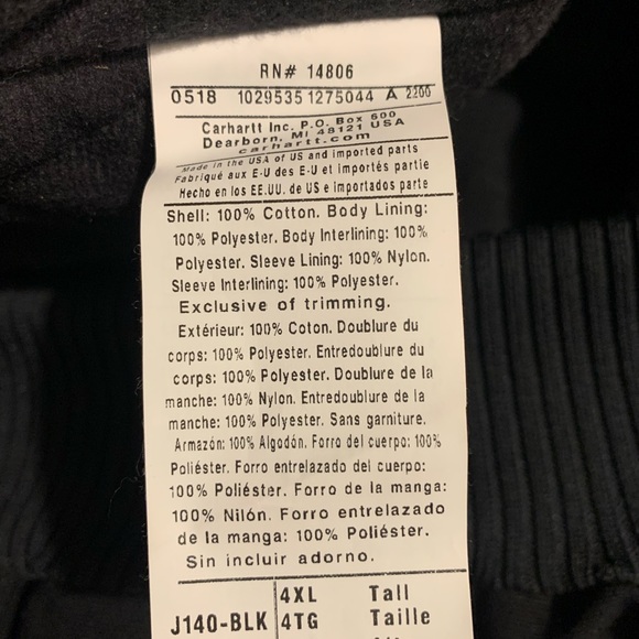 Carhartt Quilted Flannel Lined Duck Jacket J140-BLK - Picture 5 of 5